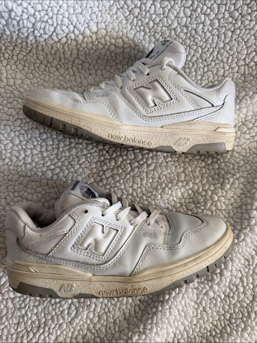 New Balance Men's 550 Leather Sneakers in White Kids size 3